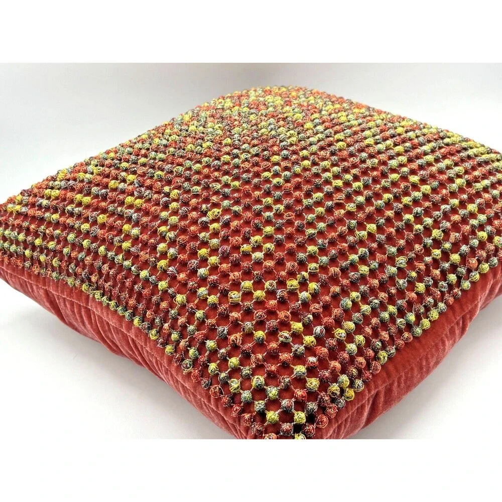 Dransfield &‎ Ross New York French Knot Pillow Silk Velvet Boutique Autumn Spice